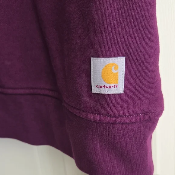 Carhartt Women's Purple Sweatshirt with Logo Sleeve - Picture 4 of 6